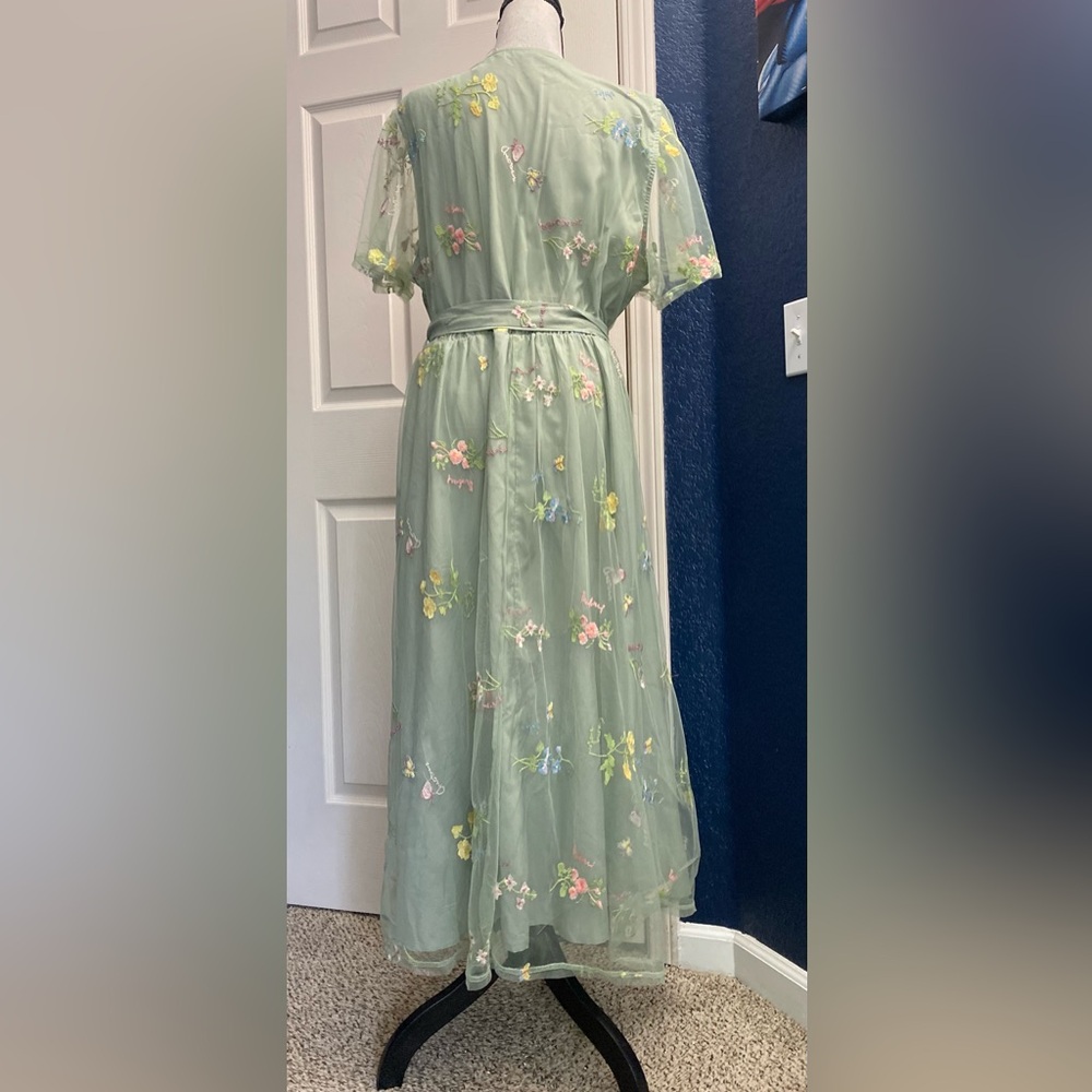 BloomChic Mint Green Floral Embroidered Maxi Dress - Picture 3 of 5